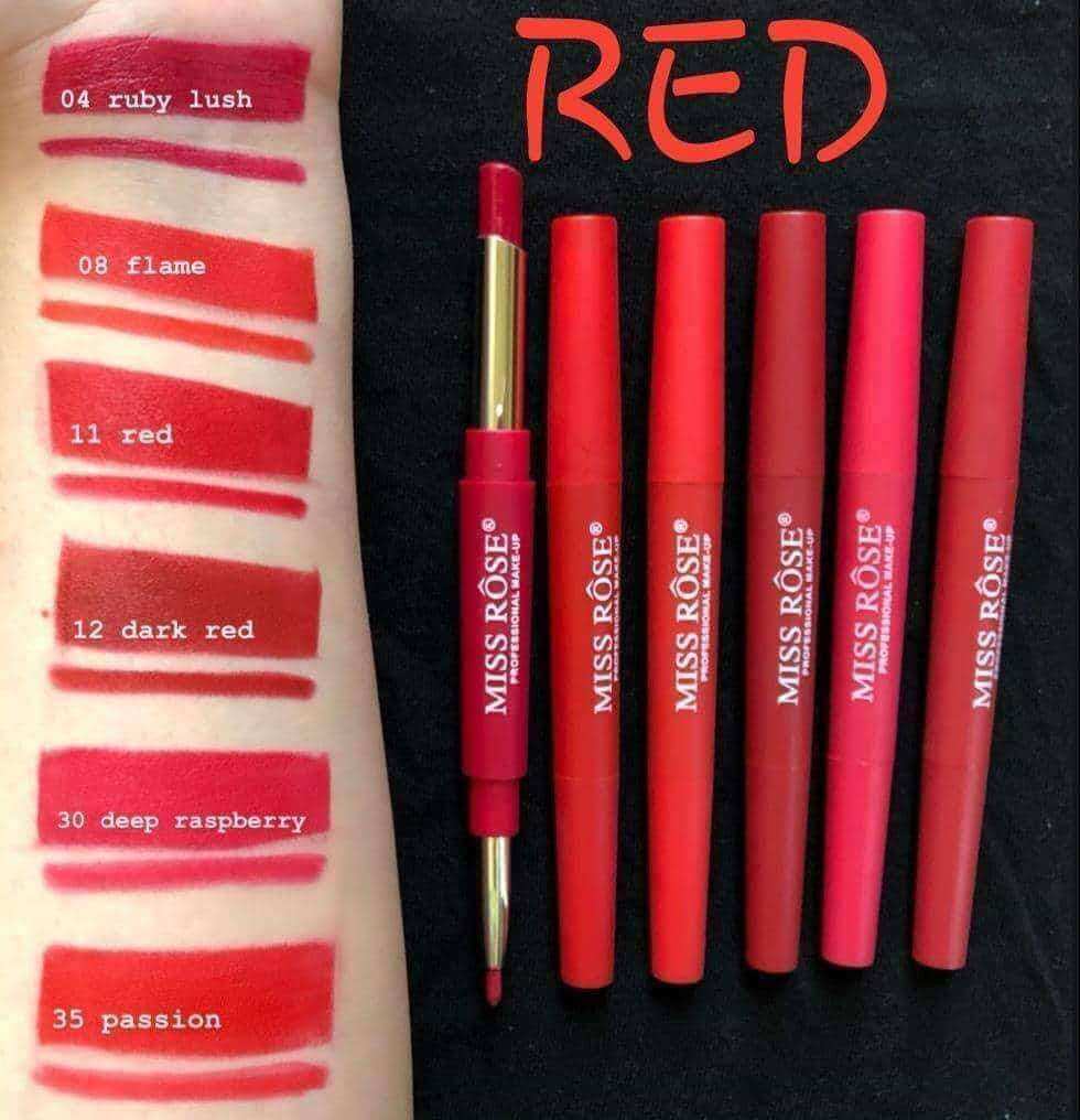 red miss rose lipstick and lipliner in pakistan sanwarna.pk