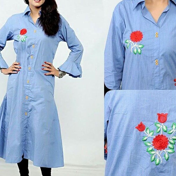 flower embroidered shirt in pakistan sanwarna.pk