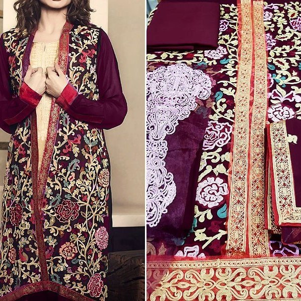 Heavy Embroidered Chiffon Dress with Chiffon Dupatta Price in pakistan sanwarna.pk