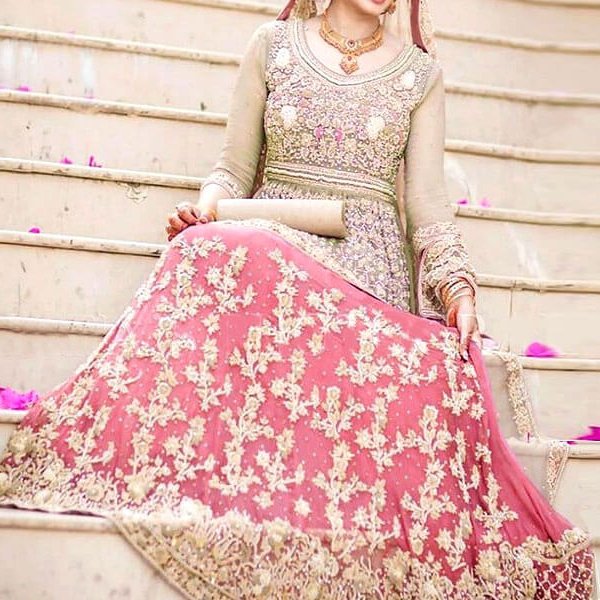 Heavy Embroidered Chiffon Bridal Dress Unstitched in pakistan sanwarna.pk