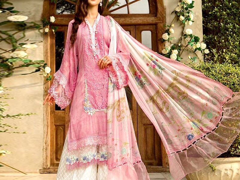 Luxury Embroidered Lawn Dress with Chiffon Dupatta in pakistan sanwarna.pk