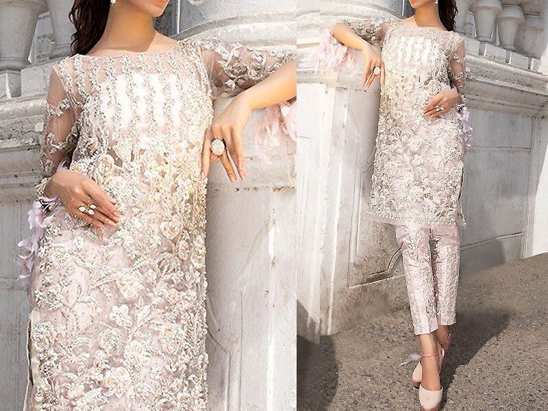 Handwork Heavy Embroidered Net Bridal Dress Price in pakistan sanwarna.pk