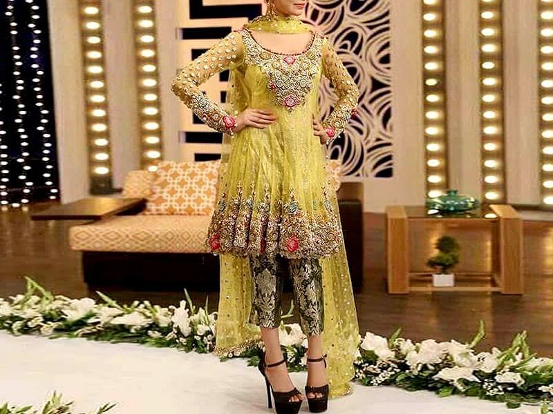 Heavy Embroidered Net Dress with Inner Price in Pakistan sanwarna.pk