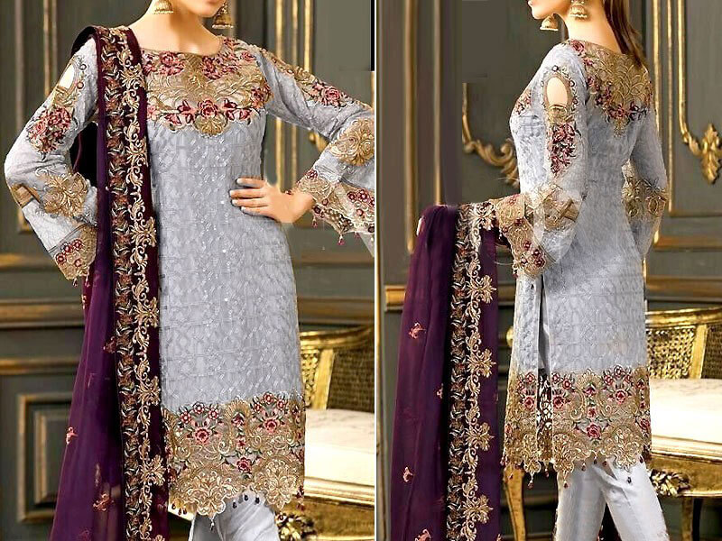 Heavy Embroidered Chiffon Bridal Dress Price in pakistan sanwarna.pk