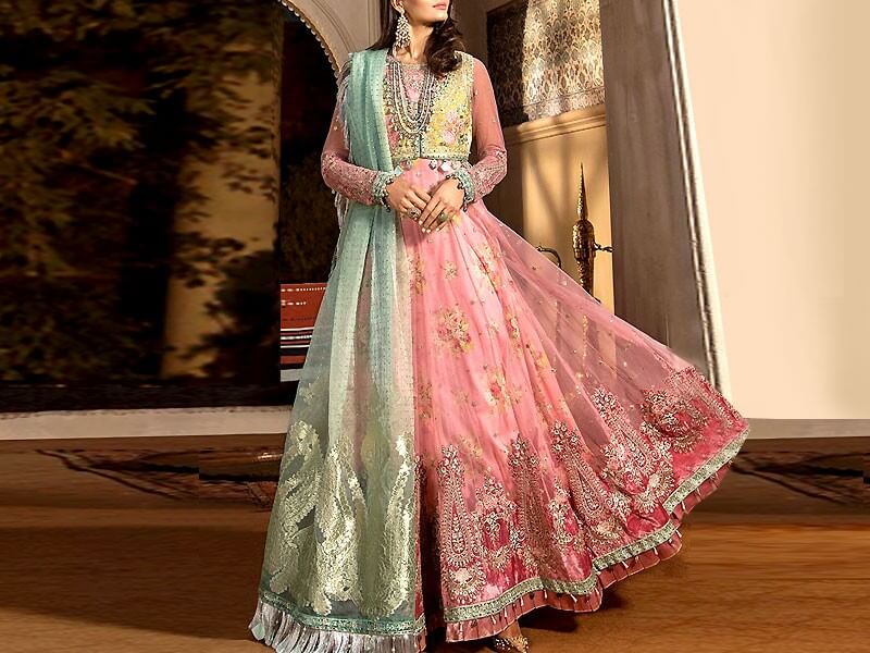 Luxury Embroidered Net Dress with Organza Dupatta Price in pakistan sanwarna.pk