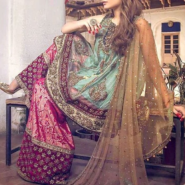 Pukhraj Chiffon Bridal Dress Price in Pakistan sanwarna.pk
