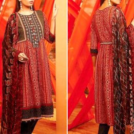 Traditional Embroidered Lawn Dress 2020 with Lawn Dupatta in pakistan sanwarna.pk