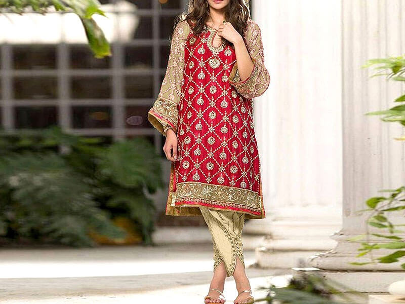 Trendy 2-Piece Heavy Embroidered Cotton Lawn Dress in pakistan sanwarna.pk