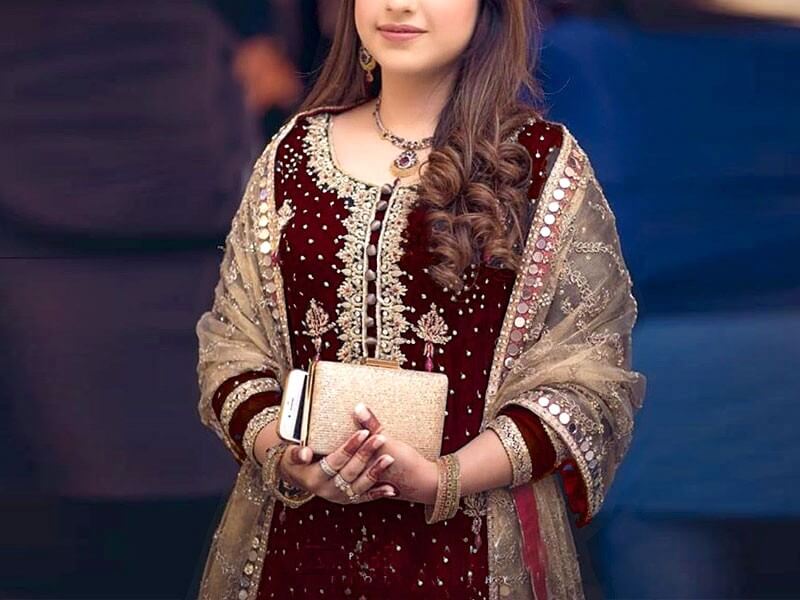 Heavy Embroidered Chiffon Wedding Dress 2020 in pakistan sanwarna.pk