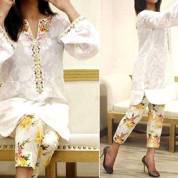 2-Pcs Scroll Embroidered Lawn Dress Price in Pakistan sanwarna.pk