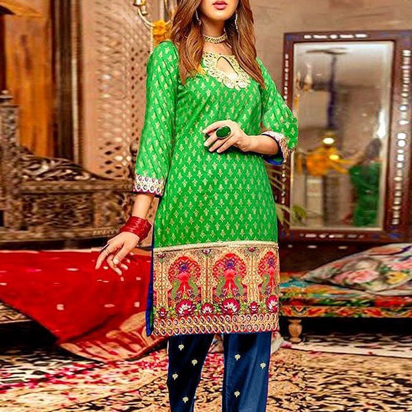 2-Pcs Heavy Embroidered Cotton Dress in pakistan sanwarna.pk
