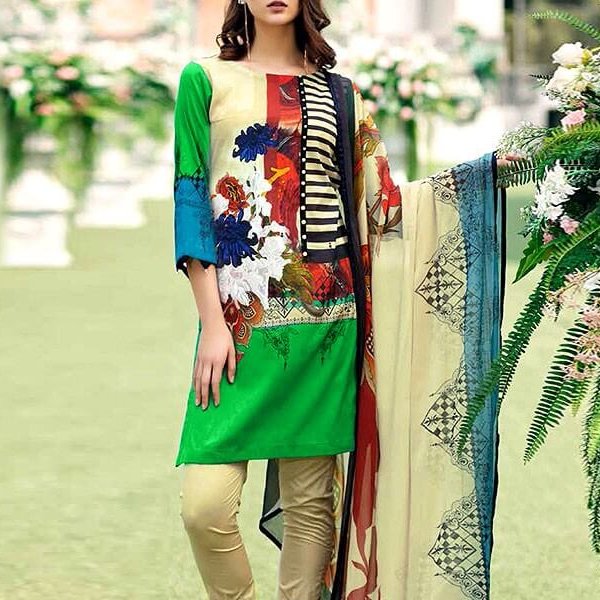 Embroidered Suits with Chiffon Dupatta in pakistan sanwarna.pk