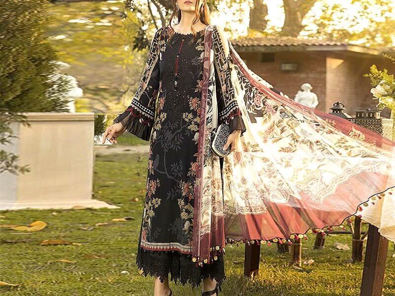Designer Embroidered Lawn Dress 2020 with Lawn Dupatta in pakistan sanwarna.pk