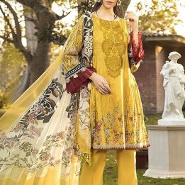 Designer Embroidered Yellow Lawn Dress in pakistan sanwarna.pk