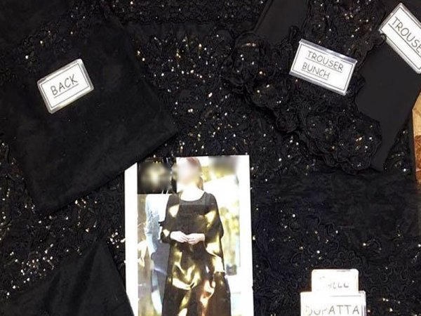 Buy Heavy Embroidered Net Dress in Black Color online in pakistan sanwarna.pk