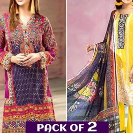 New Pack of 2 - Embroidered Lawn Dress in pakistan sanwarna.pk