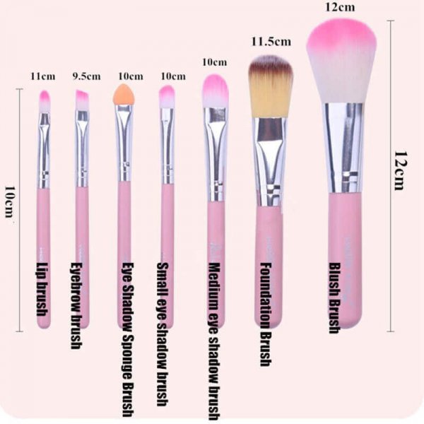 7 Size of Pieces Travel Makeup Brushes